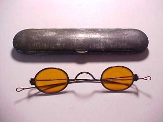 1860s Antique Spectacles Special Lenses Civil War Sharpshooters W/ Case Vg, photo