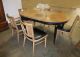 Mid Century Modern Dining Room Table & Six Cane Chairs Black Tan French Country Post-1950 photo 1