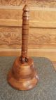 Vintage Hand Crafted Wooden School Bell Shaped Music Box Carved Figures photo 1