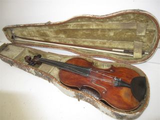 Vintage Full Size 4/4 Carletti Carlo & Figli Copy Violin W/ Old Green Case & Bow photo