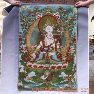 Tibetan Nepal Silk Embroidered Thangka Tara Tibet Buddha - - White Tara photo