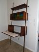 Vintage Mid Century Danish Modern Floating Desk Wall Unit Stained Glass Cabinet Mid-Century Modernism photo 9