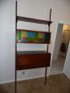 Vintage Mid Century Danish Modern Floating Desk Wall Unit Stained Glass Cabinet Mid-Century Modernism photo 1