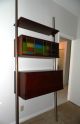 Vintage Mid Century Danish Modern Floating Desk Wall Unit Stained Glass Cabinet Mid-Century Modernism photo 4