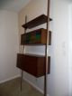 Vintage Mid Century Danish Modern Floating Desk Wall Unit Stained Glass Cabinet Mid-Century Modernism photo 6