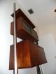 Vintage Mid Century Danish Modern Floating Desk Wall Unit Stained Glass Cabinet Mid-Century Modernism photo 7