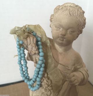 Antique 1800 ' S Rare French Twin Boys Baby Birth Glass Bead Bracelets Silk Ribbon photo