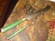 Primitives 18th Century Dyed Green & Silver Cutlery Knife & Fork Shape Primitives photo 11