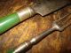 Primitives 18th Century Dyed Green & Silver Cutlery Knife & Fork Shape Primitives photo 3