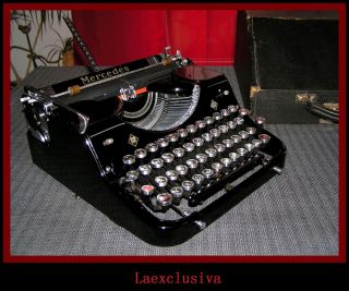 Antique Glossy Black Mercedes Selecta Typewriter Of 1939, .  76 Years Old, . photo