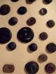 (45) Victorian Mourning Buttons On Card Black Composition Gutta Percha Rubber Buttons photo 3