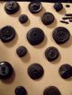 (45) Victorian Mourning Buttons On Card Black Composition Gutta Percha Rubber Buttons photo 4