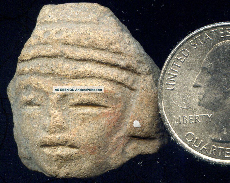 Pre - Columbian Aztec Mazapan Clay Figure Head,  Ca; 700 - 1200 Ad The Americas photo