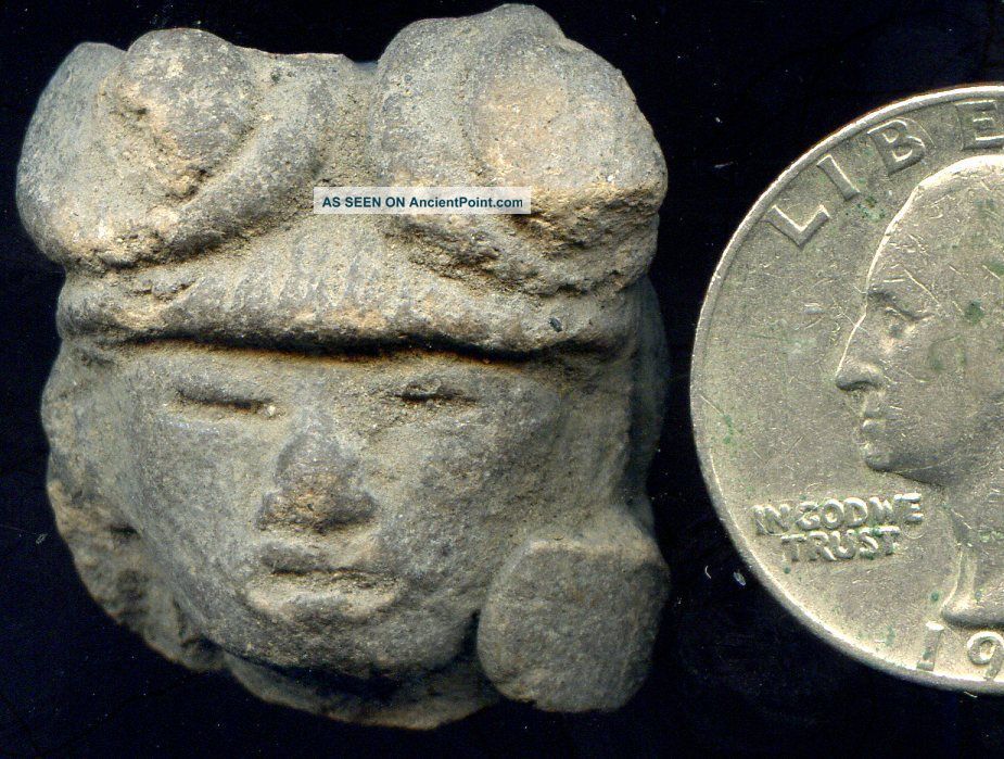 Pre - Columbian Aztec Mazapan Clay Figure Head,  Ca; 700 - 1200 Ad The Americas photo