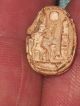 Egyptian Steatite Scarab - Praying King In Front Of Obelisk.  19th/20th Dynasty? Egyptian photo 4