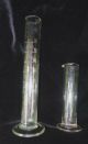 Circa 1900 (2) Clear Glass Footed Cylindrical.  Graduated Beakers / Apothecary Bottles & Jars photo 1