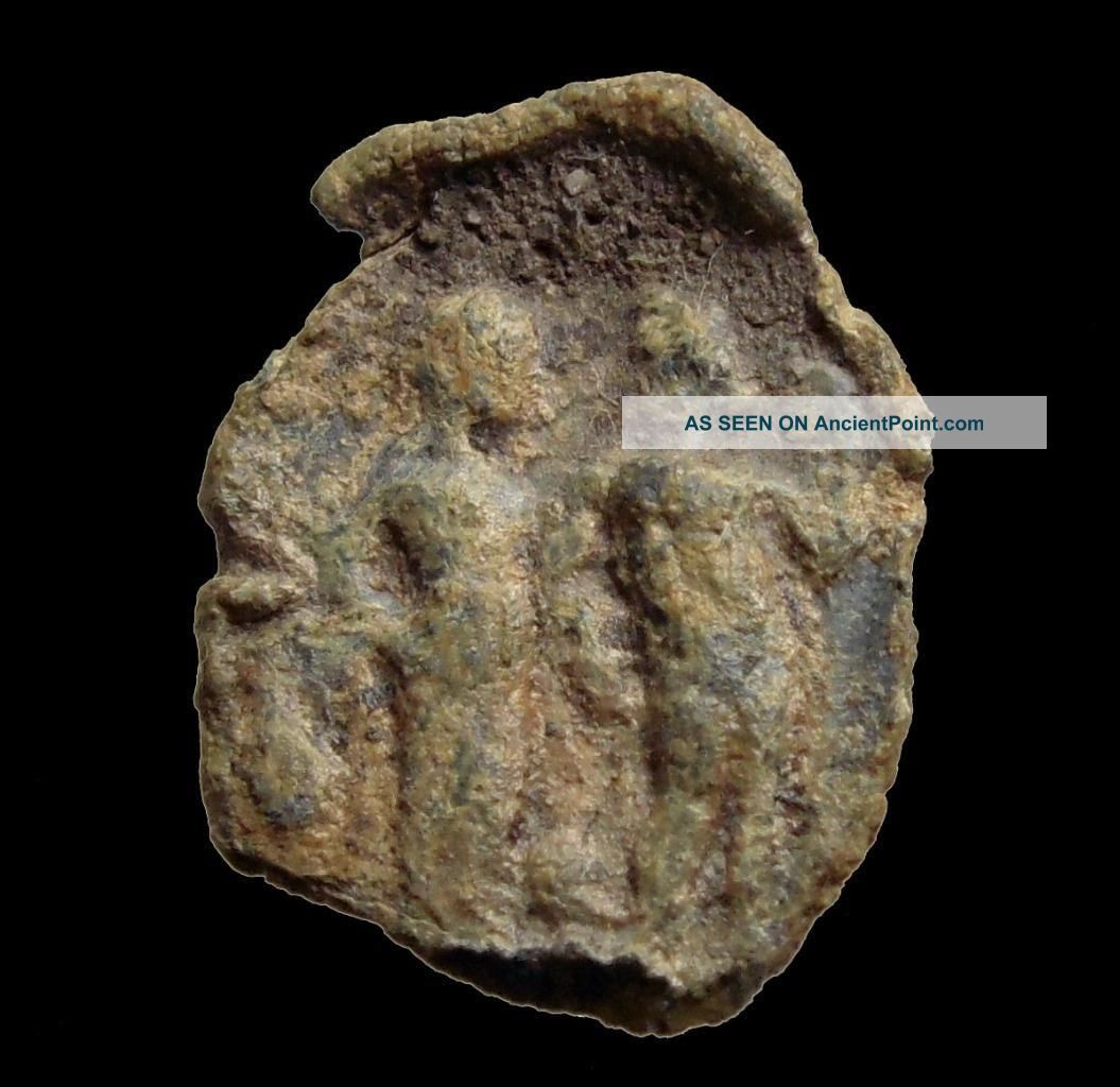 Hhc Roman Lead Seal,  Depicting Juno And Jupiter Standing Side By Side, Roman photo