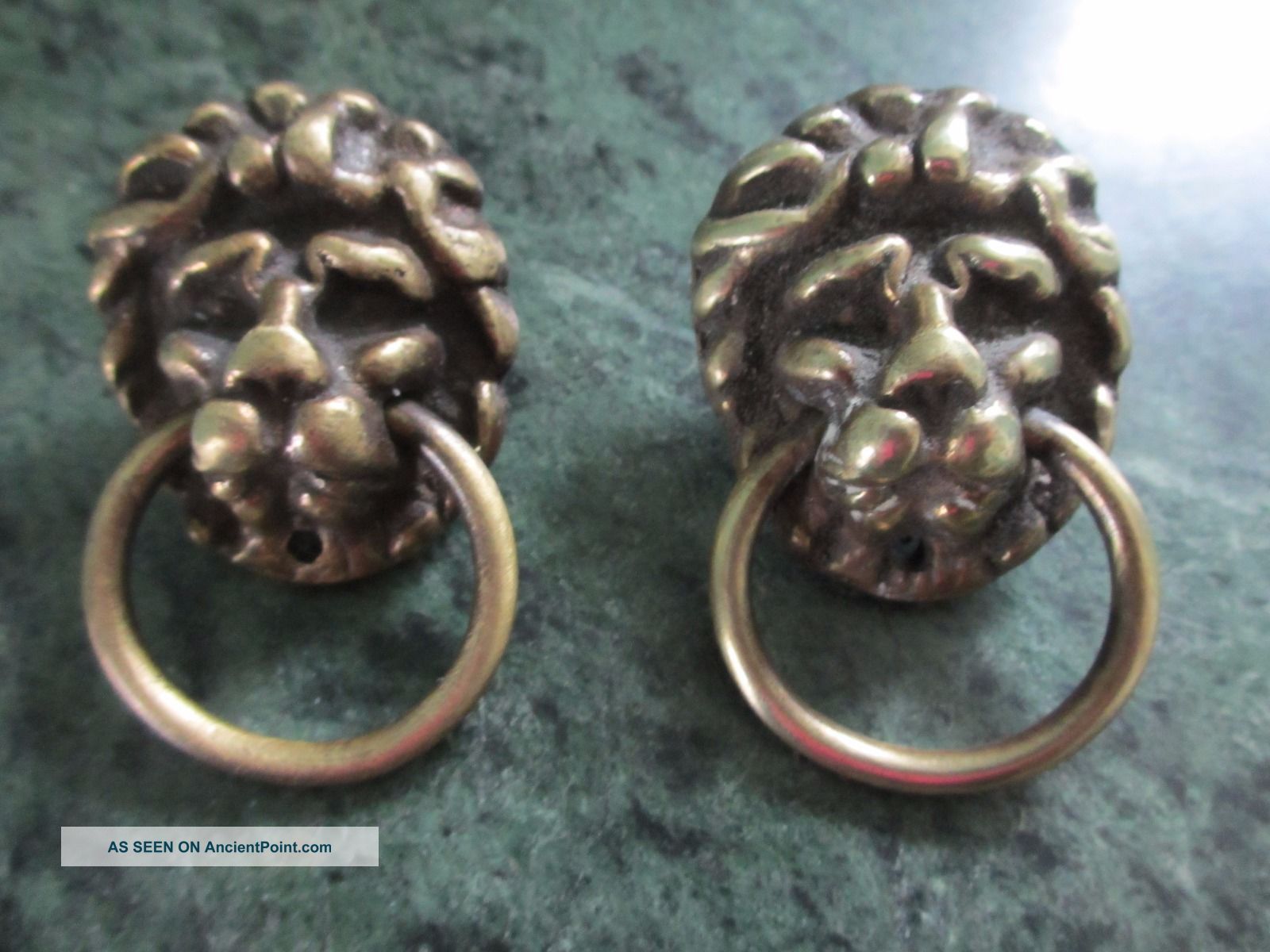 Vintage Brass Lion ' S Head Drawer Handles Other Antique Hardware photo