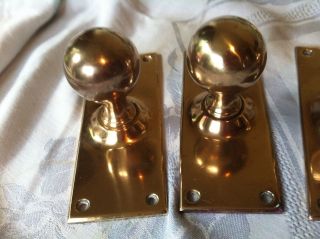 Stunning Antique: Early 1900s Door Handles/knobs And Backplates Solid Brass photo