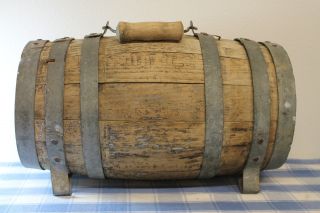 Antique Vintage Wooden Barrel 6 Bands Whiskey Water Rum Wine photo