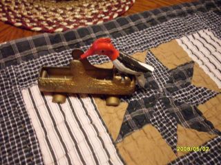 Vintage Collectible Metal Red Headed Woodpecker Toothpick Holder,  5 