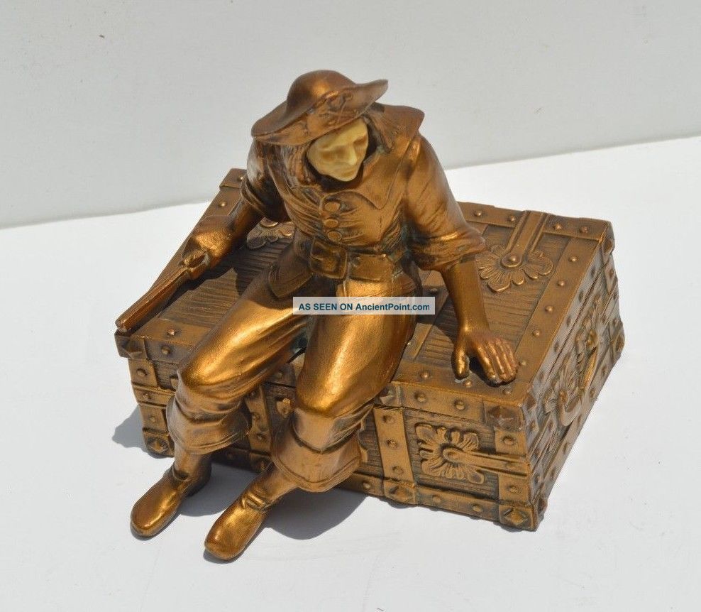 Antique Art Deco J.  B Hirsch Pirate Bookend Trinket Box Art Deco photo