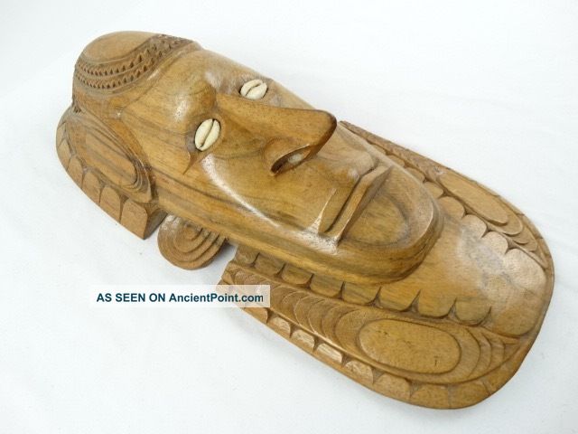 Oceanic Png Carved Wood Wall Mask Papua Guinea Cowrie Shell Eyes Pacific Islands & Oceania photo