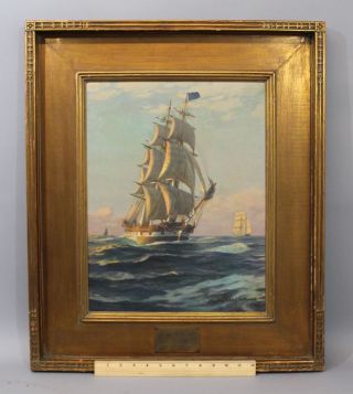 Vintage Charles Robert Patterson Clipper Ship Marine Seascape Oil Painting photo