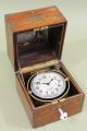 Antique Ship Captain ' S Waltham 8 Day Chronometer Clock & Mahogany Case Clocks photo 1