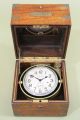 Antique Ship Captain ' S Waltham 8 Day Chronometer Clock & Mahogany Case Clocks photo 2
