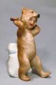 Antique Rare Heubach Bisque Boy In Brown Bear Suit Matchstick Toothpick Holder Figurines photo 1