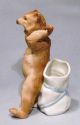 Antique Rare Heubach Bisque Boy In Brown Bear Suit Matchstick Toothpick Holder Figurines photo 4