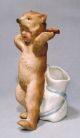 Antique Rare Heubach Bisque Boy In Brown Bear Suit Matchstick Toothpick Holder Figurines photo 5