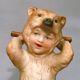 Antique Rare Heubach Bisque Boy In Brown Bear Suit Matchstick Toothpick Holder Figurines photo 6