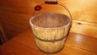 Vintage Wooden Bucket / Old Farm Tool photo