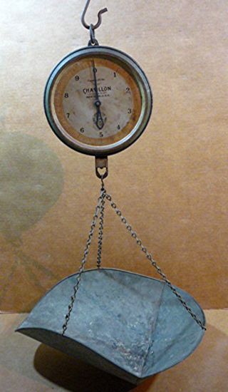 Antique Hanging Scale Tray Chatillon Serial 33h Country Store 20lb Scale,  1931 photo