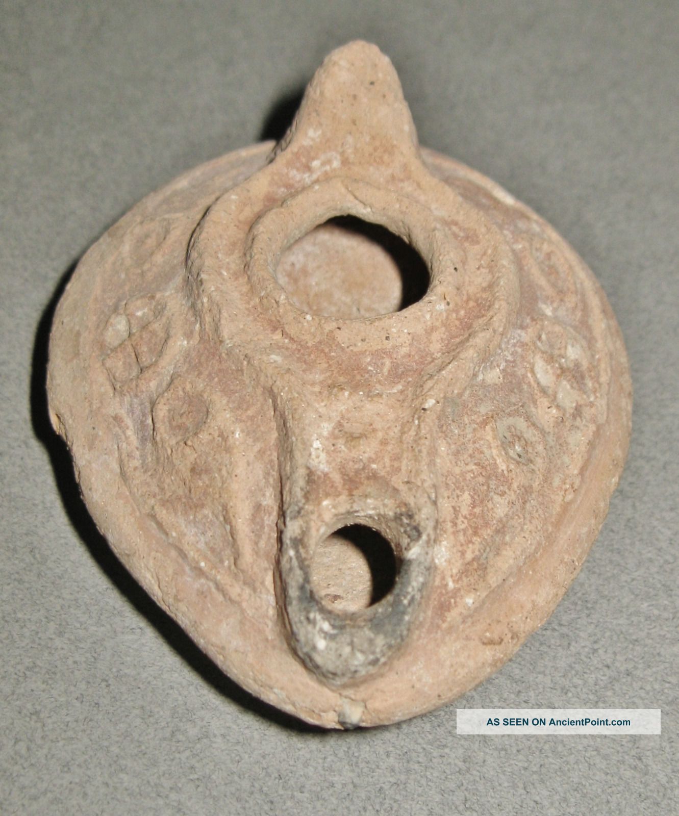 Late Byzantine / Early Islamic Pottery Oil Lamp With Crosses Holy Land photo