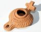 Oil Lamp Holy Land Ancient Antique Roman Herodian Clay Pottery Terracota W Cross Holy Land photo 3