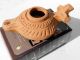 Oil Lamp Holy Land Ancient Antique Roman Herodian Clay Pottery Terracota W Cross Holy Land photo 6