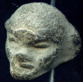 Pre - Columbian Zapotec Clay Figure Head Pendant,  Ca; 300 - 700 Ad photo