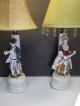 Occupied Japan Porcelain Colonial Man And Woman W/ Flute & Guitar Lamps Lamps photo 1