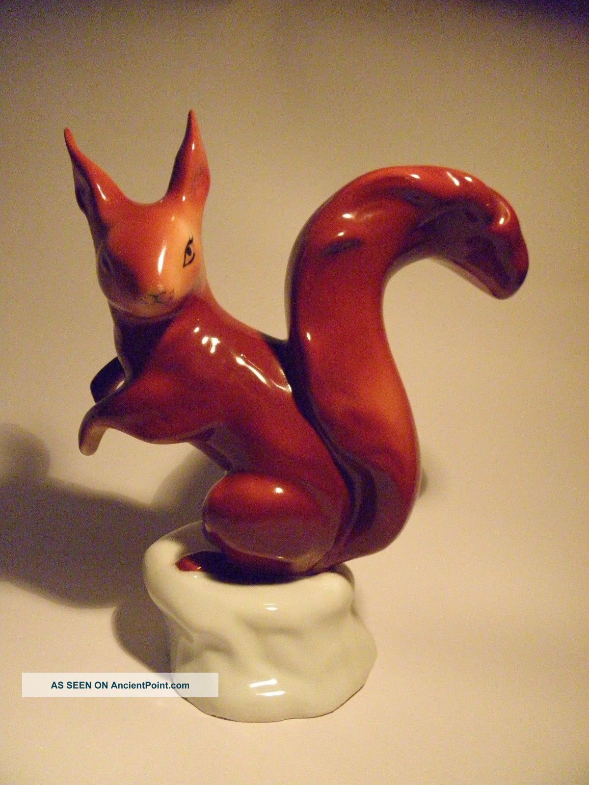Vintage Large Scale Squirrel Porcelain Figurines Romanian Arpo Hand Painted Figurines photo