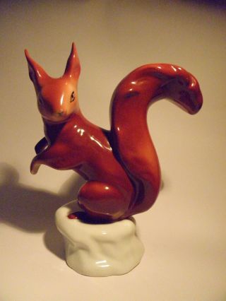 Vintage Large Scale Squirrel Porcelain Figurines Romanian Arpo Hand Painted photo