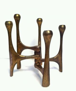 Bronze Candelabra Brutalist Mid Century Modern Candle Holder Brass Aubock Era photo