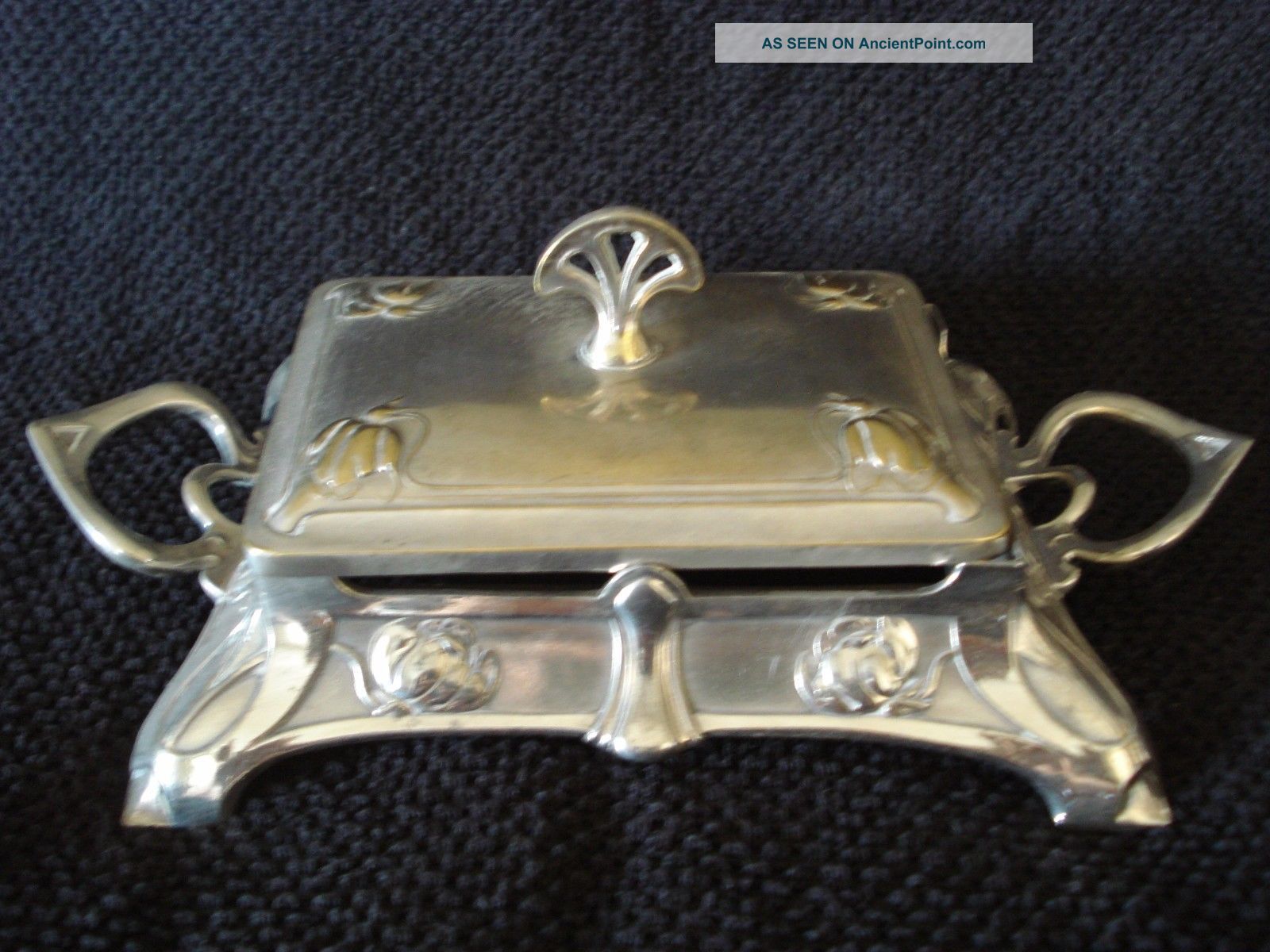 Art Nouveau Wmf Silver Plated Butter Stand & Lid Art Nouveau photo