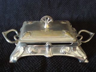 Art Nouveau Wmf Silver Plated Butter Stand & Lid photo