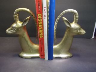 Vintage Mid Century Brass Antelope / Gazelle Bookends photo