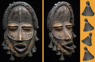 Large Impressive Dan African Mask,  Bells And Shells,  Tribal - photo