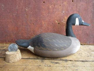 Attractive Maine Estate Found Hand Carved Wood Miniature Painted Goose Decoy photo