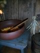 Primitive Large Wooden Bowl,  Dried Corn,  Old Wood Spoon,  Early Farmhouse Look Primitives photo 9